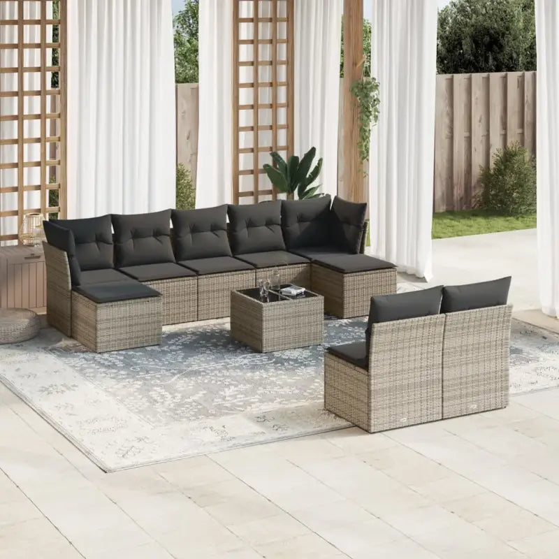 Luxe tuinset met zwart materiaal en gepoedercoat staal - Grijs / Met tafel - Tuinsets