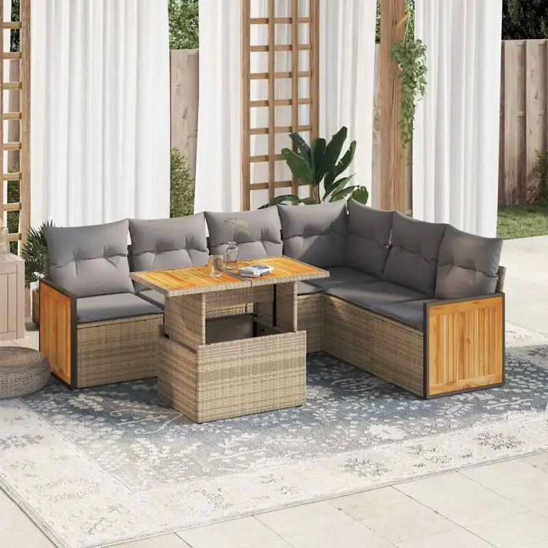 Luxe tuinset van zwart gepoedercoat staal voor buiten ontspanning - Beige en grijs / met opbergruimte - Tuinsets