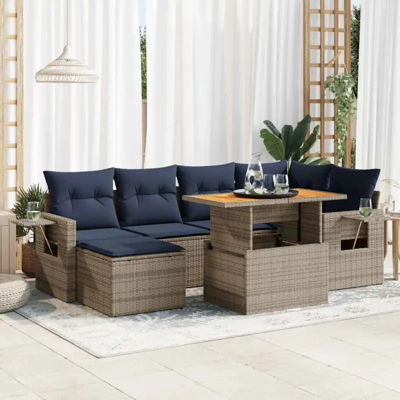 Luxe tuinset van zwart gepoedercoat staal voor buitenplezier - Grijs / met opbergruimte - Tuinsets
