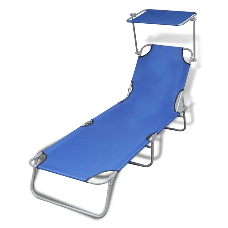 Luxe verstelbare ligstoel met zonnekap voor comfortabel zonnen - Blauw / 1 - Ligstoelen