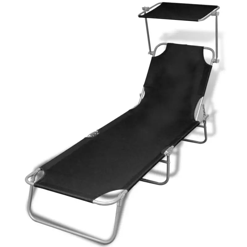 Luxe verstelbare ligstoel met zonnekap voor comfortabel zonnen - Zwart / 1 - Ligstoelen
