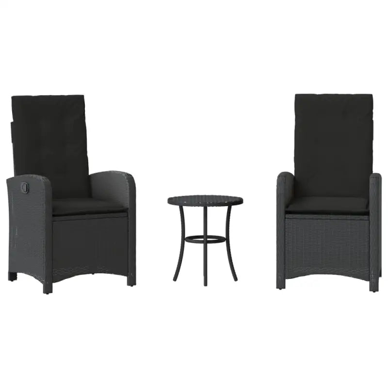 Luxe zwart materiaal wicker tuinset met gepoedercoat staal en poly rattan - Tuinsets