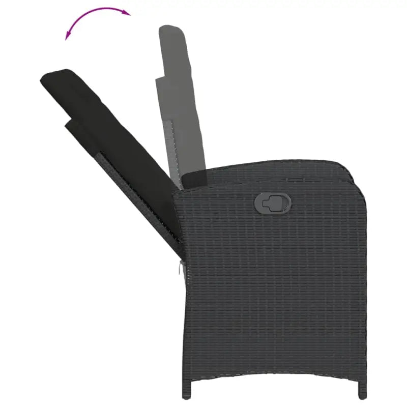 Luxe zwart materiaal wicker tuinset met gepoedercoat staal en poly rattan - Tuinsets