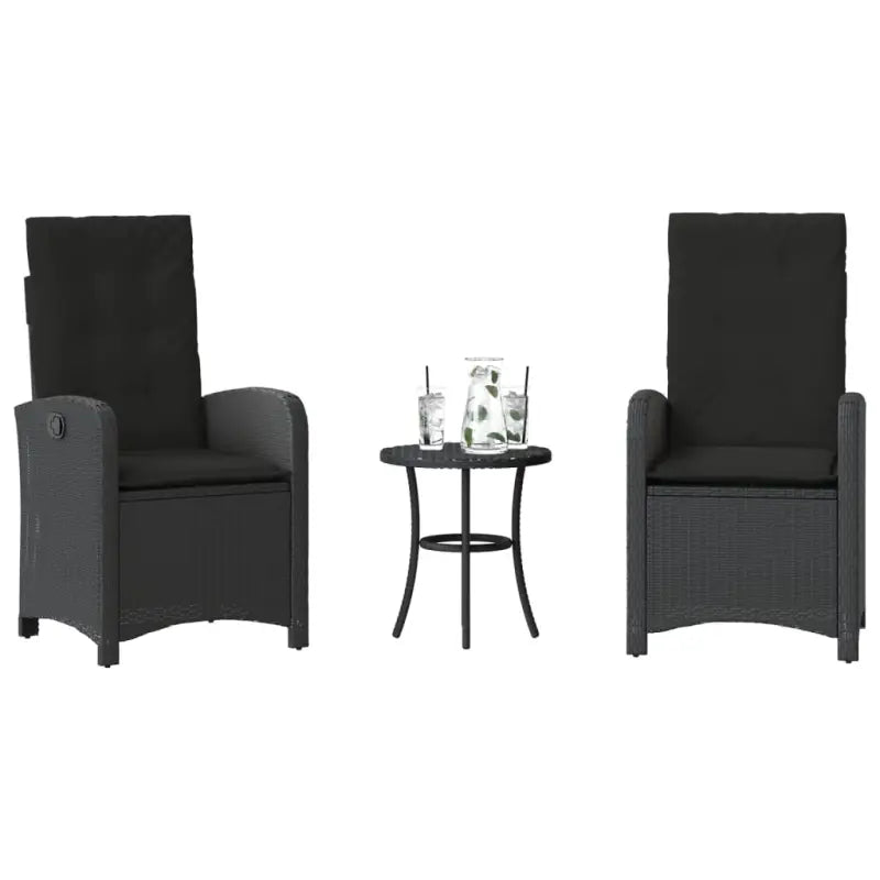 Luxe zwart materiaal wicker tuinset met gepoedercoat staal en poly rattan - Tuinsets