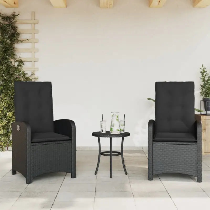Luxe zwart materiaal wicker tuinset met gepoedercoat staal en poly rattan - Tuinsets