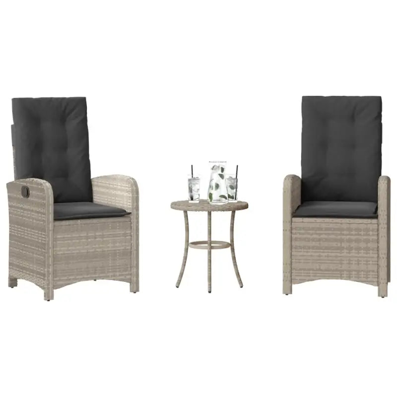 Luxe zwart materiaal wicker tuinset met gepoedercoat staal en poly rattan - Lichtgrijs - Tuinsets