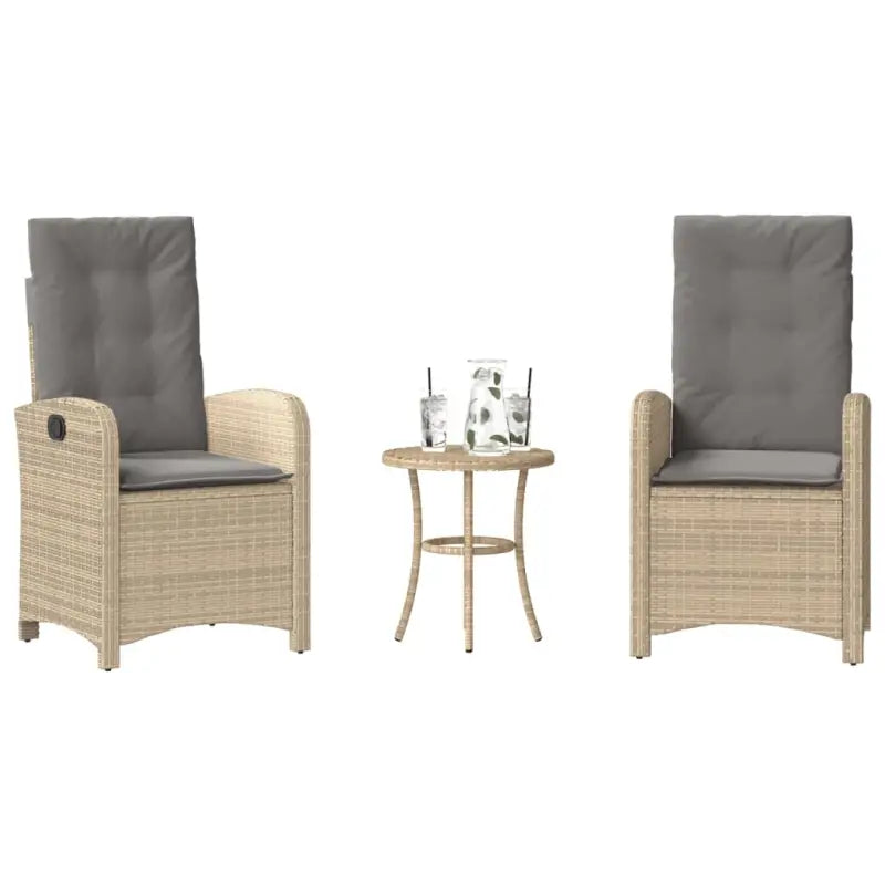 Luxe zwart materiaal wicker tuinset met gepoedercoat staal en poly rattan - Beige en grijs - Tuinsets