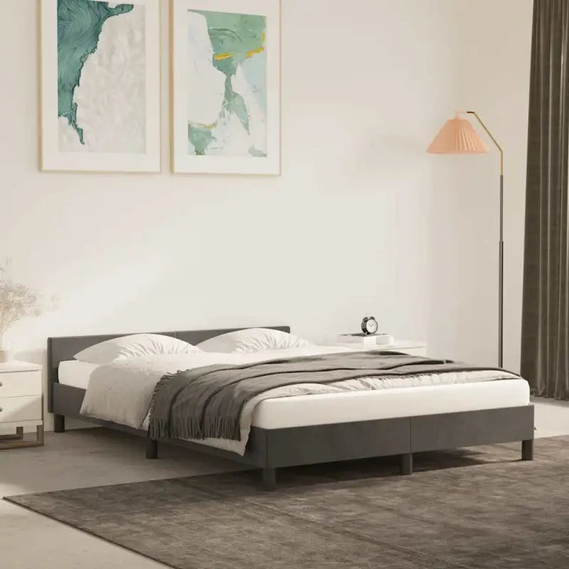 Luxueus bedframe met hoofdeinde en multiplex lattenbodem - Donkergrijs / 140 x 200 cm - Bedden & bedframes