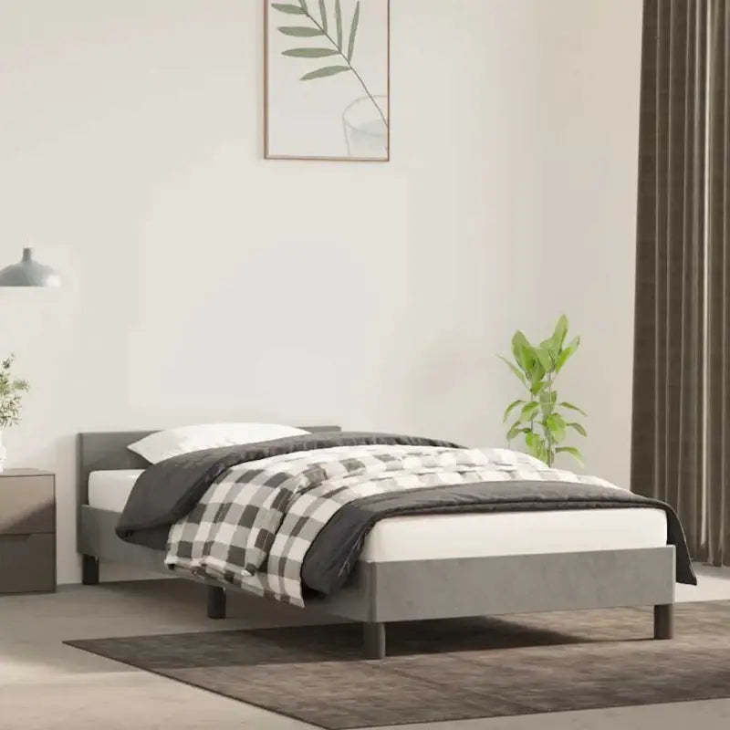 Luxueus bedframe met hoofdeinde en multiplex lattenbodem - Lichtgrijs / 100 x 200 cm - Bedden & bedframes