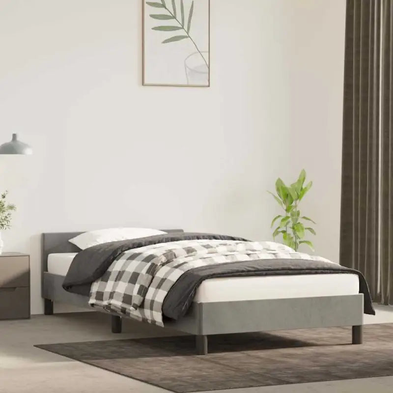 Luxueus bedframe met hoofdeinde en multiplex lattenbodem - Lichtgrijs / 90 x 190 cm - Bedden & bedframes