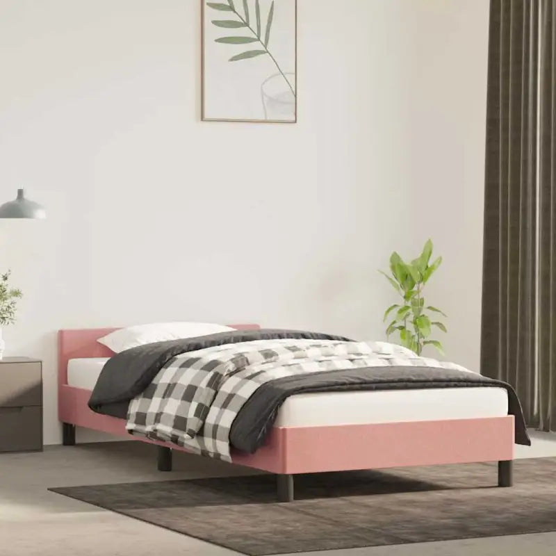 Luxueus bedframe met hoofdeinde en multiplex lattenbodem - Roze / 90 x 190 cm - Bedden & bedframes