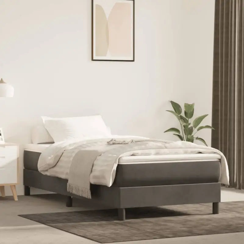 Luxueus bedframe met multiplex lattenbodem en fluweel bekleding - Donkergrijs / 80 x 200 cm / 25 cm - Bedden & bedframes