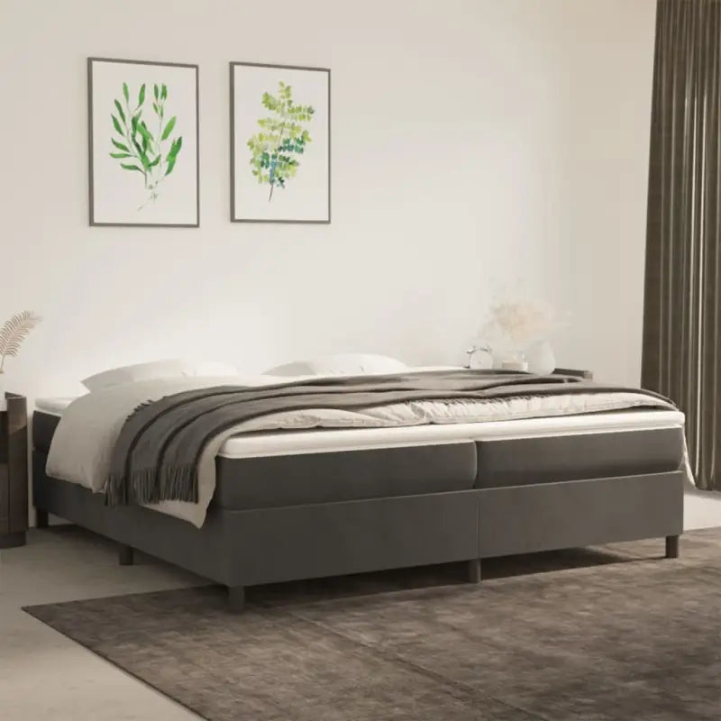 Luxueus bedframe met multiplex lattenbodem en fluweel bekleding - Donkergrijs / 200 x 200 cm / 35 cm - Bedden &