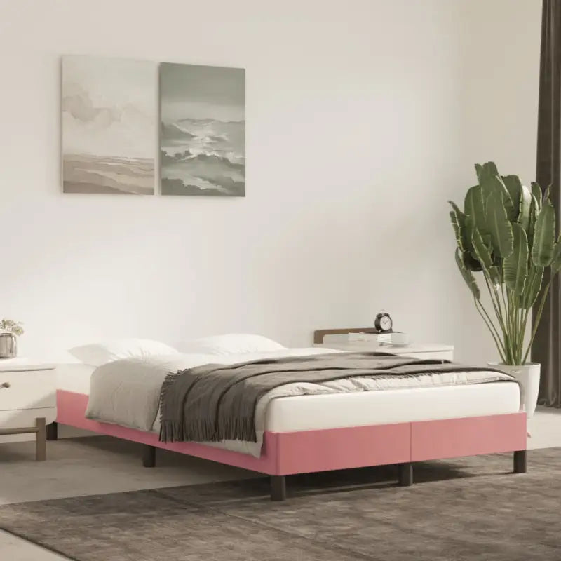 Luxueus bedframe met multiplex lattenbodem en fluweel bekleding - Roze / 120 x 190 cm / 25 cm - Bedden & bedframes