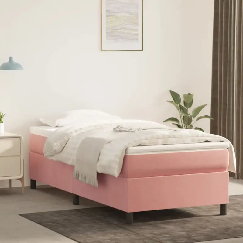 Luxueus bedframe met multiplex lattenbodem en fluweel bekleding - Roze / 80 x 200 cm / 35 cm - Bedden & bedframes