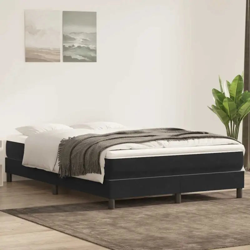 Luxueus bedframe met multiplex lattenbodem en fluweel bekleding - Zwart / 140 x 220 cm / 25 cm - Bedden & bedframes