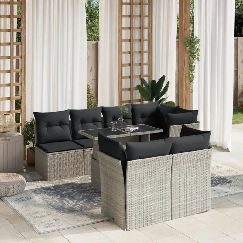 Luxueuze loungeset van zwart materiaal en gepoedercoat staal - Lichtgrijs - Tuinsets