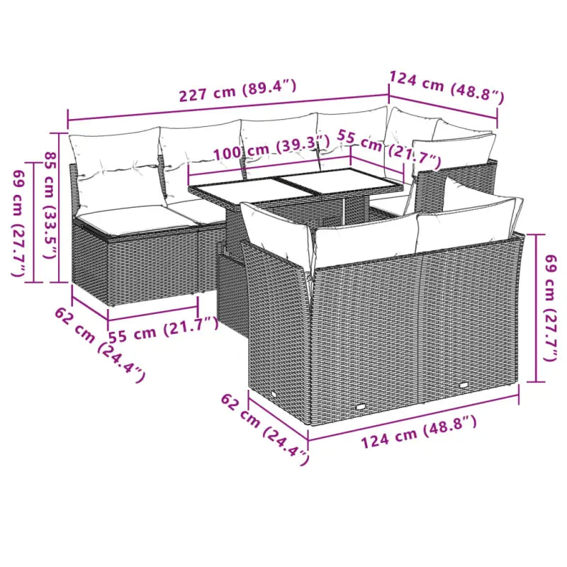 Luxueuze loungeset van zwart materiaal en gepoedercoat staal - Tuinsets
