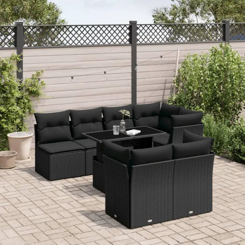 Luxueuze loungeset van zwart materiaal en gepoedercoat staal - Tuinsets