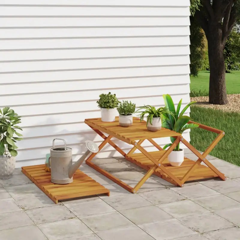 Massief acaciahout Boekenkast met 3 lagen en inklapbaar design - 1 / 70 cm - Boekenkasten