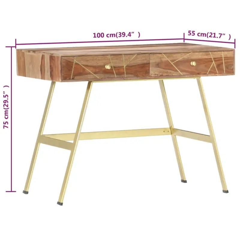 Massief acaciahout industriële schrijftafel voor wand of computergebruik - Bureaus
