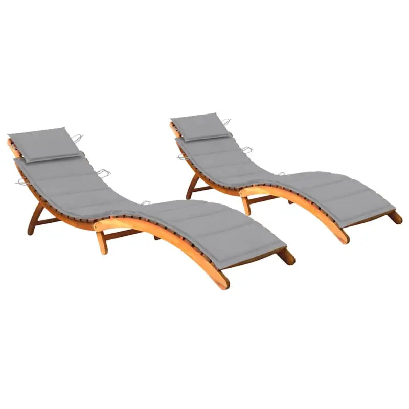 Massief acaciahout ligbedden Voor binnen en buiten diverse afmetingen - Grijs / 1 / 2 ligbedden - Ligstoelen