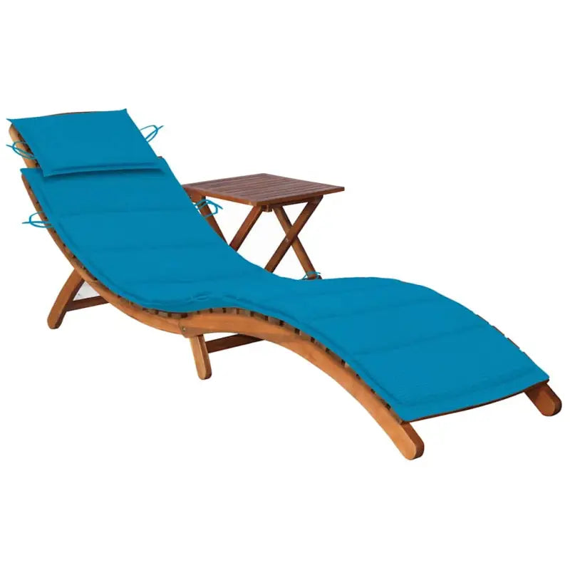 Massief acaciahout ligbedden Voor binnen en buiten diverse afmetingen - Blauw / 1 / 1 ligbed met tafel - Ligstoelen