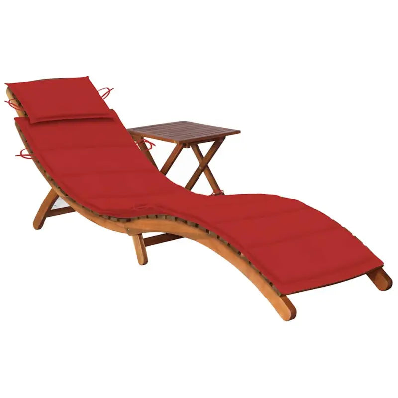 Massief acaciahout ligbedden Voor binnen en buiten diverse afmetingen - Rood / 1 / 1 ligbed met tafel - Ligstoelen