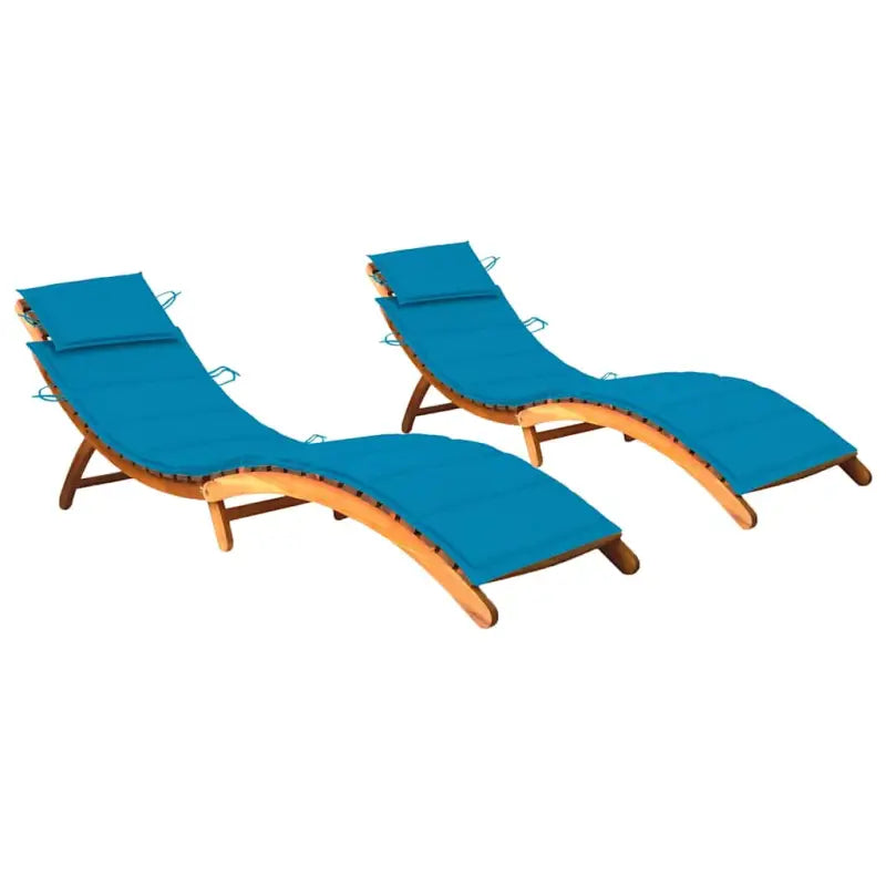 Massief acaciahout ligbedden Voor binnen en buiten diverse afmetingen - Blauw / 1 / 2 ligbedden - Ligstoelen