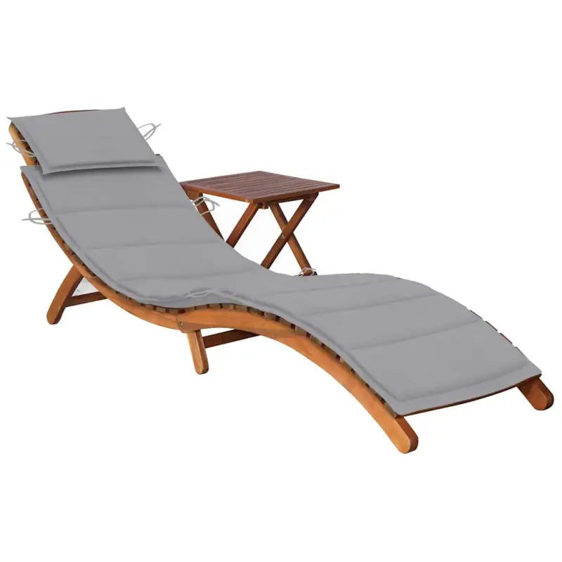 Massief acaciahout ligbedden Voor binnen en buiten diverse afmetingen - Grijs / 1 / 1 ligbed met tafel - Ligstoelen