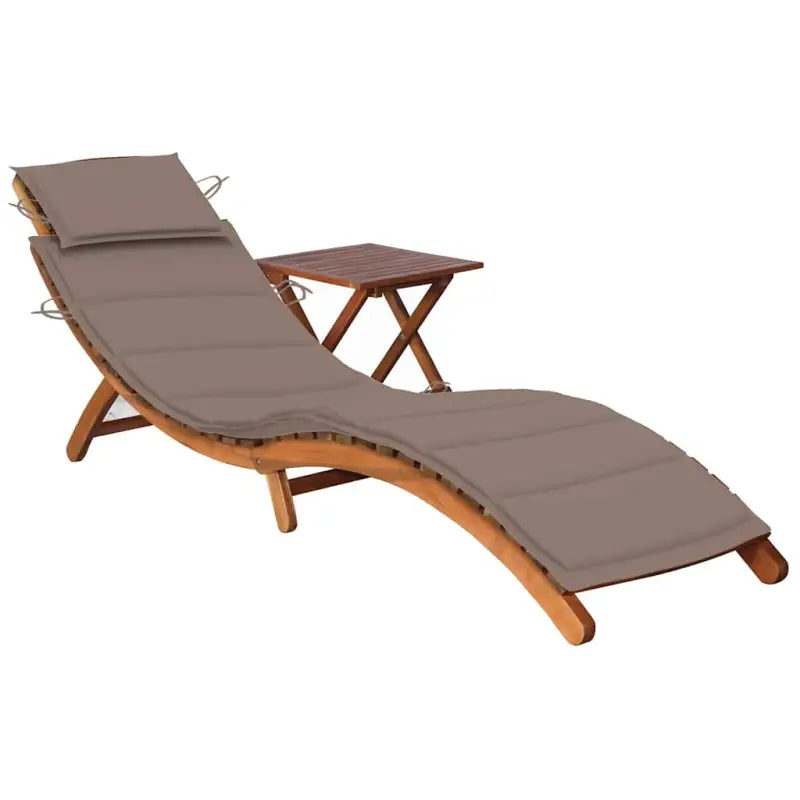 Massief acaciahout ligbedden Voor binnen en buiten diverse afmetingen - Taupe / 1 / 1 ligbed met tafel - Ligstoelen