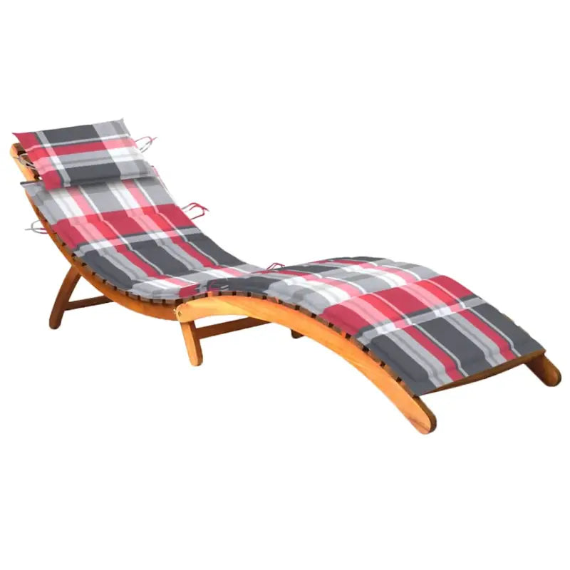 Massief acaciahout ligbedden Voor binnen en buiten diverse afmetingen - Rood ruitpatroon / 1 / 1 ligbed - Ligstoelen