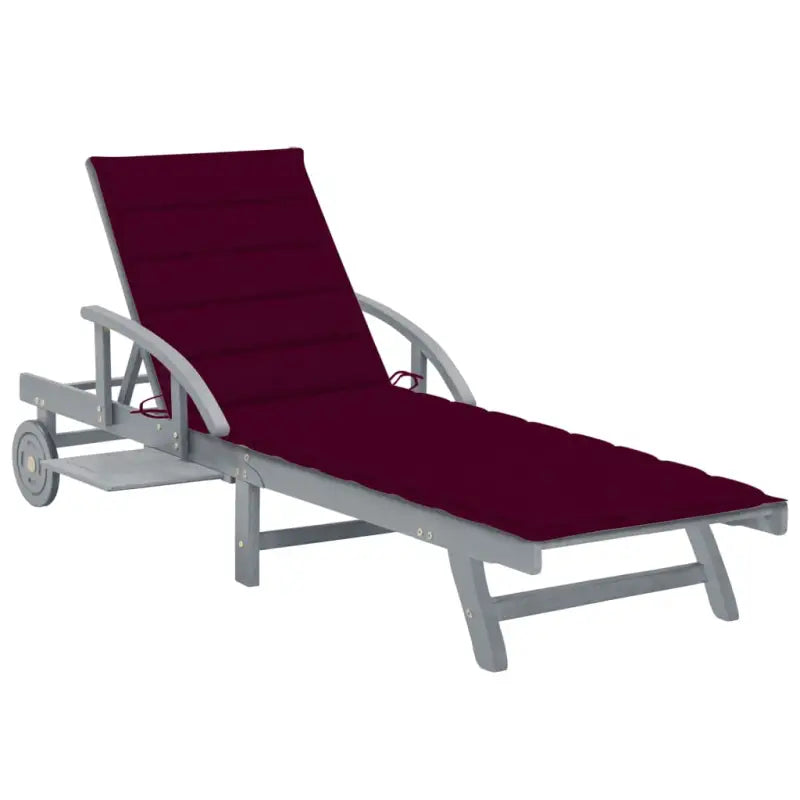 Massief Acaciahout Ligstoel met Greywash Afwerking voor Buitenplezier - Wijnrood / 1 - Ligstoelen