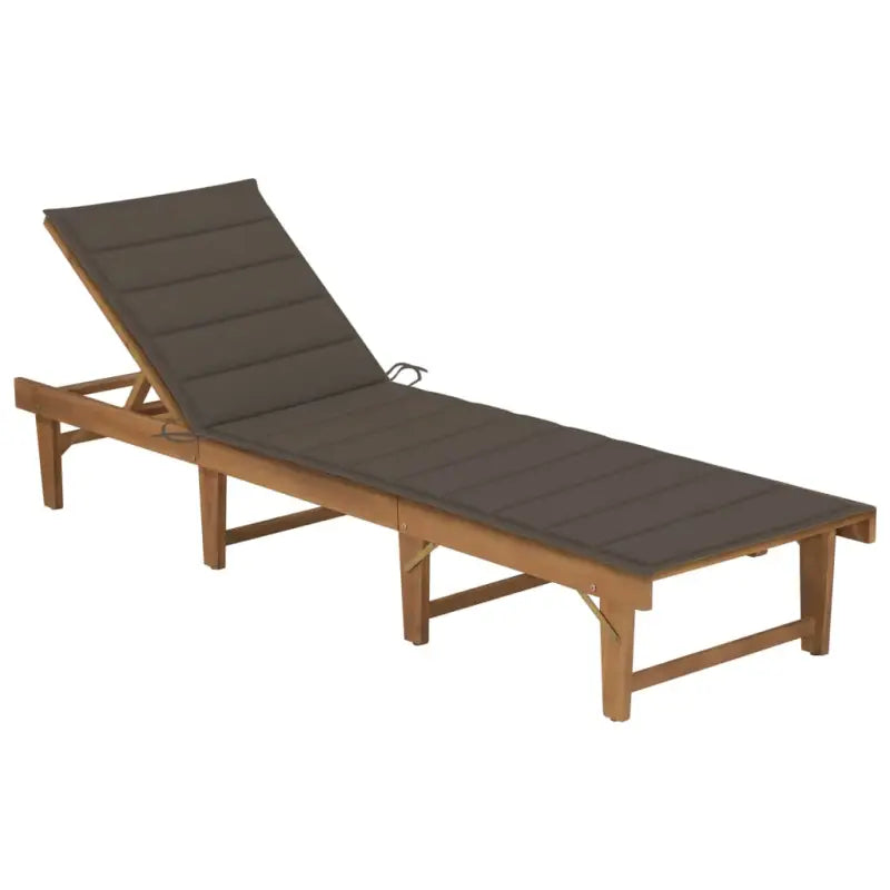 Massief acaciahout ligstoel met kussen en mooie afmetingen ligbed - Taupe / 1 - Ligstoelen
