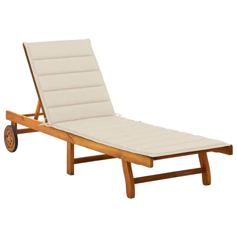 Massief acaciahout ligstoel voor ultiem ontspanning in de tuin - Beige / 200 x 63 x 85 cm / 1 - Ligstoelen