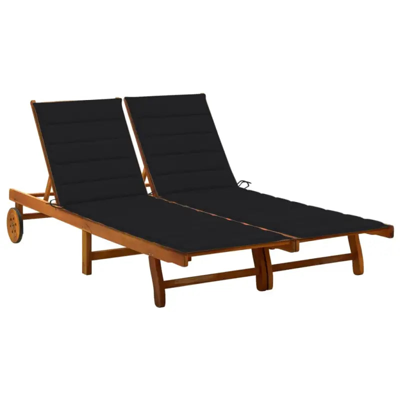 Massief acaciahout ligstoel voor ultiem ontspanning in de tuin - Zwart / 200 x 123 x 85 cm / 1 - Ligstoelen