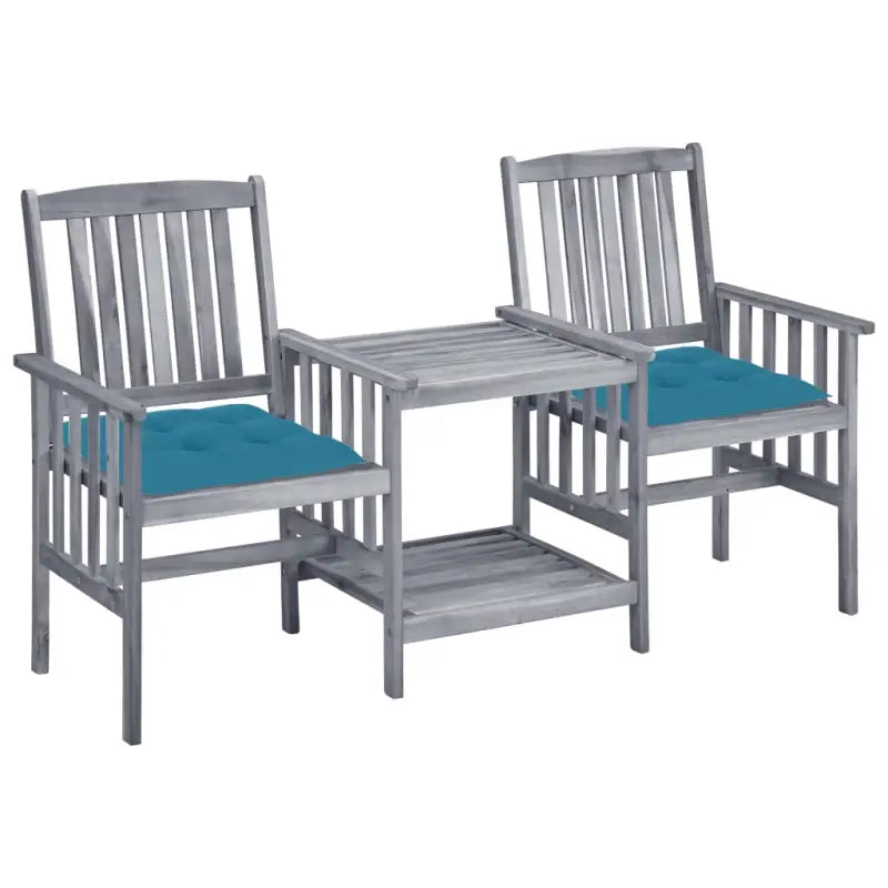 Massief acaciahout tuinset met houten tuinstoelen en theetafel - Blauw - Tuinsets