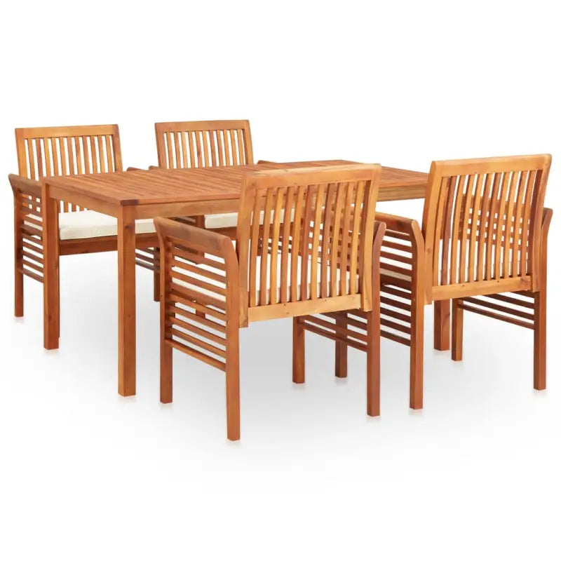 Massief acaciahout tuinset met levering bevat en natuurlijke uitstraling - Crème / 4x armstoel + tafel - Tuinsets