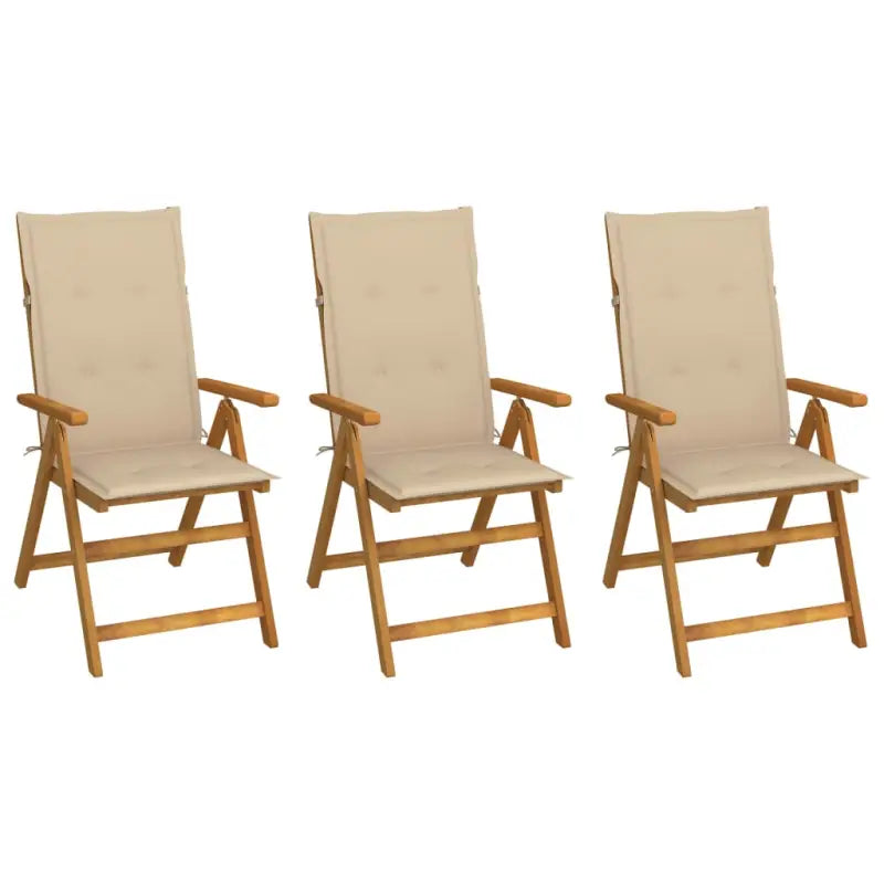 Massief acaciahout tuinstoelen met kussens en sets touwtjes levering bevat - Beige / 120 x 50 x 3 cm / 3 - Tuinstoelen