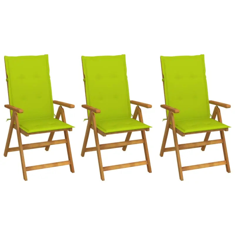 Massief acaciahout tuinstoelen met kussens en sets touwtjes levering bevat - Heldergroen / 120 x 50 x 3 cm / 3