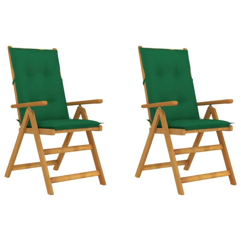 Massief acaciahout tuinstoelen met kussens en sets touwtjes levering bevat - Groen / 120 x 50 x 7 cm / 2 - Tuinstoelen
