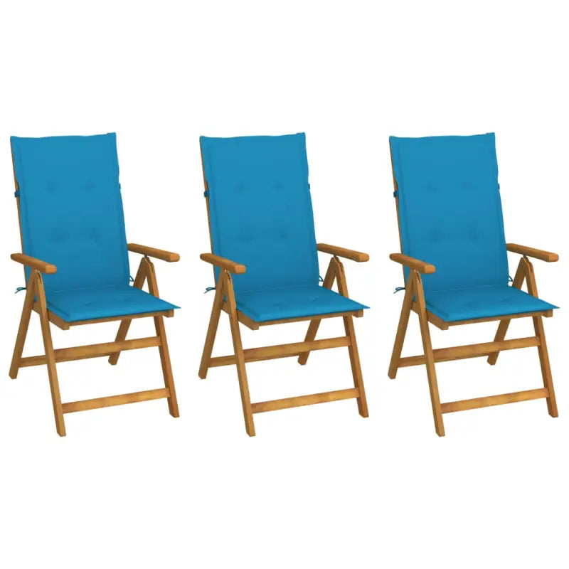 Massief acaciahout tuinstoelen met kussens en sets touwtjes levering bevat - Blauw / 120 x 50 x 3 cm / 3 - Tuinstoelen