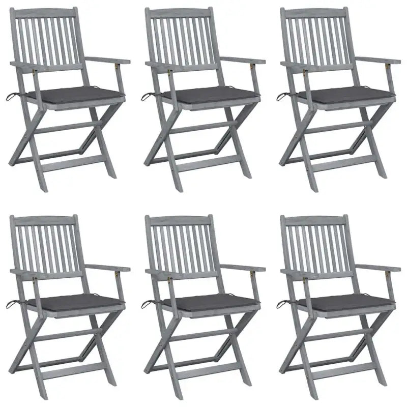Massief acaciahout tuinstoelen met kussens voor tuin en terras - Antraciet / 6 - Tuinstoelen