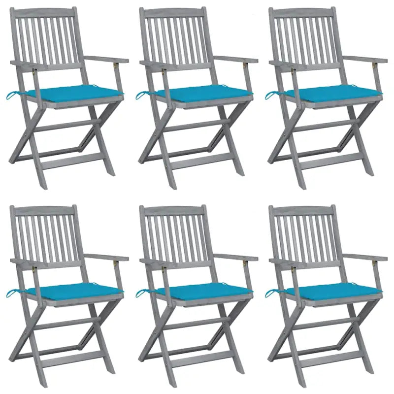 Massief acaciahout tuinstoelen met kussens voor tuin en terras - koningsblauw / 6 - Tuinstoelen