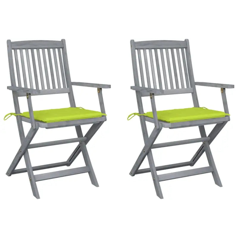 Massief acaciahout tuinstoelen met kussens voor tuin en terras - Heldergroen / 2 - Tuinstoelen