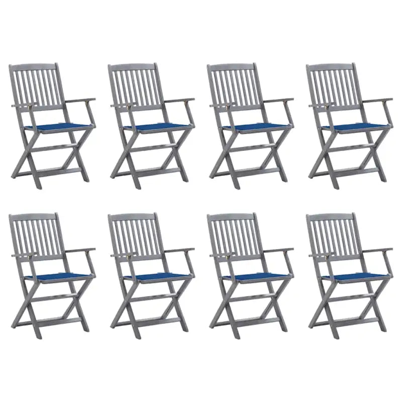 Massief acaciahout tuinstoelen met kussens voor tuin en terras - koningsblauw / 8 - Tuinstoelen