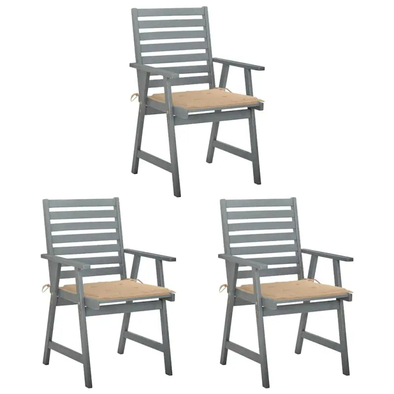 Massief acaciahout tuinstoelen set met kussens voor buitengebruik - Beige / 3 - Tuinstoelen