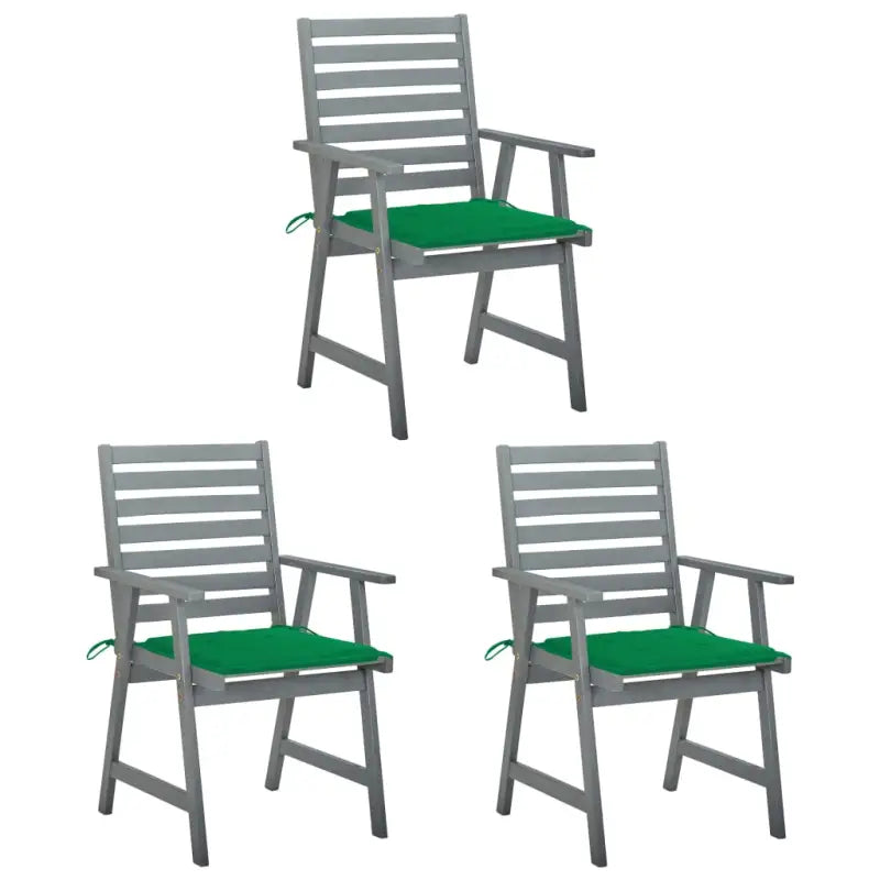 Massief acaciahout tuinstoelen set met kussens voor buitengebruik - Groen / 3 - Tuinstoelen