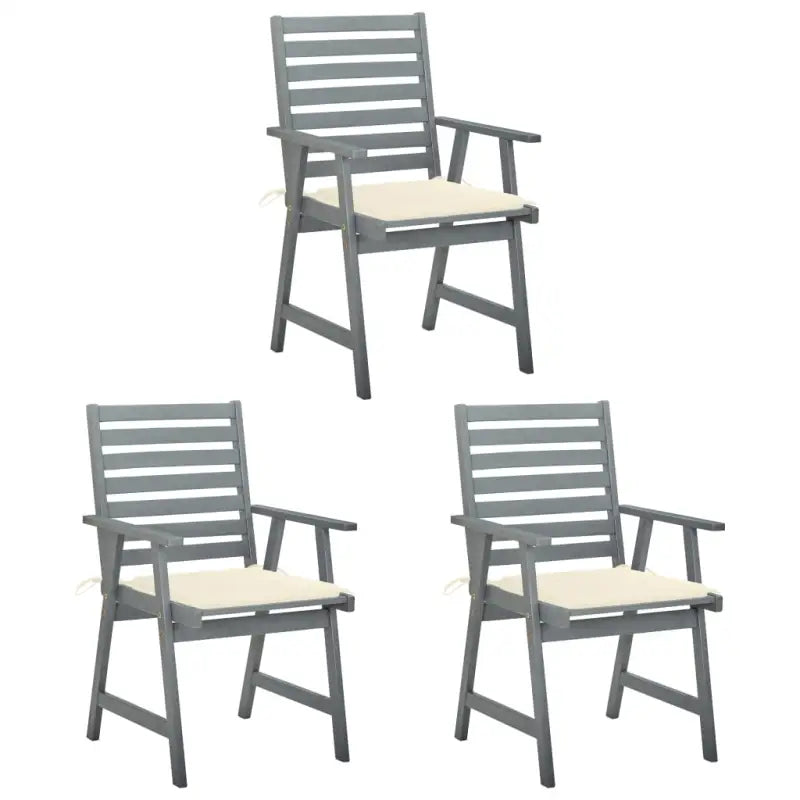 Massief acaciahout tuinstoelen set met kussens voor buitengebruik - Crème / 3 - Tuinstoelen