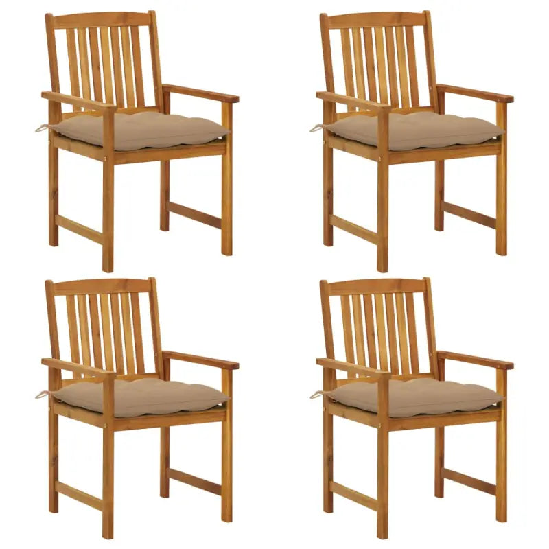 Massief acaciahout tuinstoelen voor extra comfort in je buitenruimte - Beige / 4 - Tuinstoelen